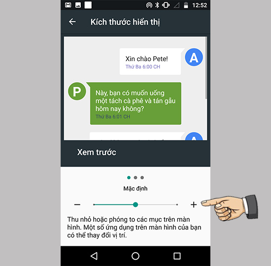 Điều chỉnh kích thước hiển thị